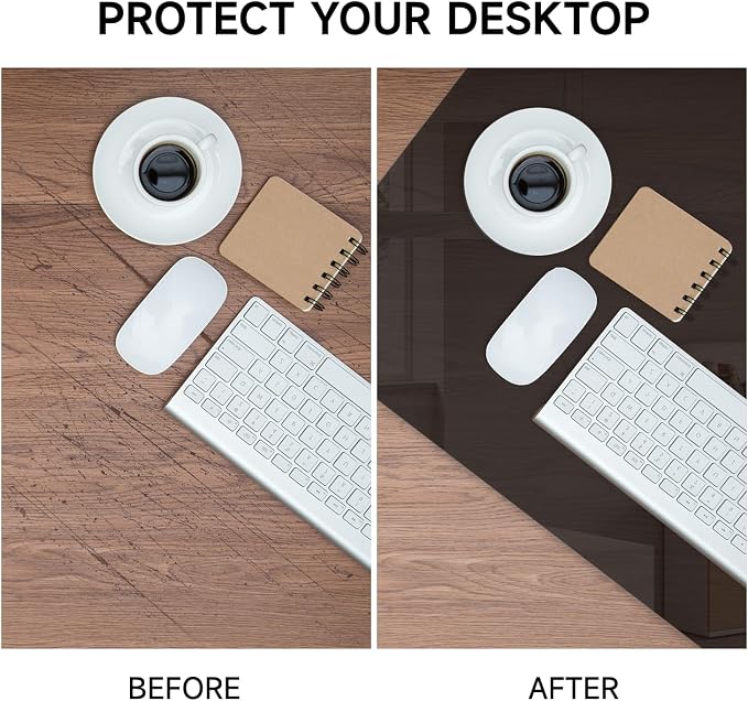 VASUHOME 24" x 18" Black Tempered Glass Desk Mat - Multi-Functional Desk Pad for Keyboard and Monitor Protection, Dry Erase Surface, Ideal Table Top Protector for Home & Office