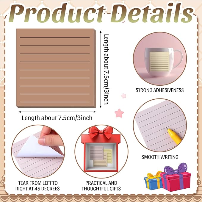Yinder 24 Pcs Inspirational Sticky Notes Thank You Gift Motivational Sticky Note Pad Employee Appreciation Gift Bulk for Staff Coworker Teacher Nurse Office Groups 3 x 3'' (No Words,Boho)