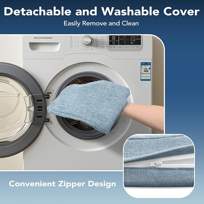 Chair Cushions for Dining Chairs, Non Slip Chair Pads with Ties and Washable Covers, Memory Foam Kitchen Chair Cushions Set of 4, 16"X16"X2.5", Light Blue