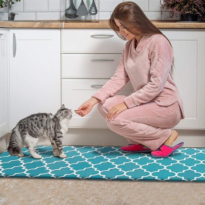 KMAT Kitchen Mat [2 PCS] Cushioned Anti-Fatigue Kitchen Rug, Waterproof Non-Slip Mats and Rugs Heavy Duty PVC Ergonomic Comfort Standing Foam Mat for Kitchen, Floor Home, Office, Sink, Laundry
