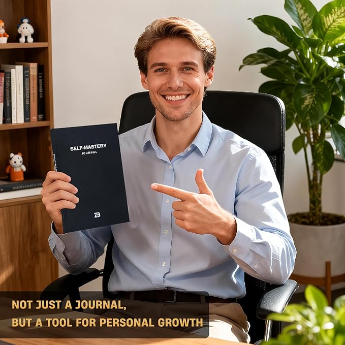 Productivity & Self-Mastery Journal for Men: Gratitude, Mental Health and Manifestation Diary for Mindfulness | Guided Daily Planner for Reflection, Positivity, Personal Growth and Self Care, Black