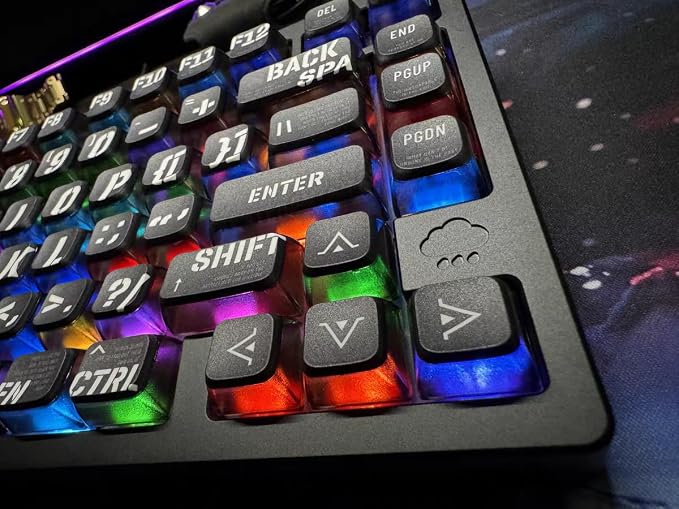 PBT Pudding Keycaps, Raving Theme Keycaps, 120 Keys Sublimation Keycap Set, ASA Profile Custom Keycaps for Cherry Gateron MX Switch Mechanical Keyboard（Black）