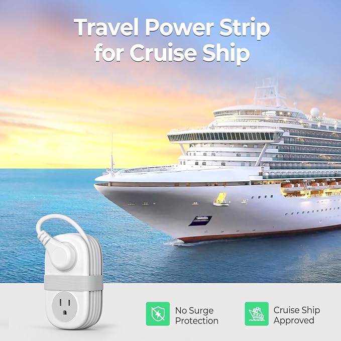 Cruise Approved Travel Power Strip, ORICO 4 Outlets 3 USB Ports (1 USB C) with 4FT Wrapped Short Extension Cord, Compact Power Strip for Hotel Travel Essentials ETL Listed-AP3