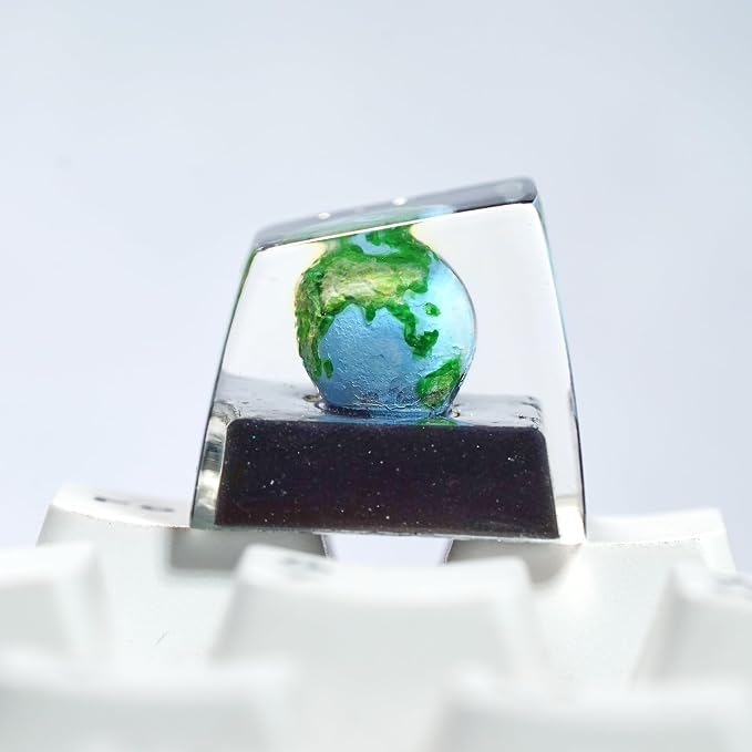Earth Planet Artisan Keycap Solar System - 1U ESC, R1 SA Profile Custom Handmade Resin Cherry MX Switch Key Cap Mechanical Keyboard, Cool Tech Gifts for Men, Dad, Father, Gamer, Space Lover