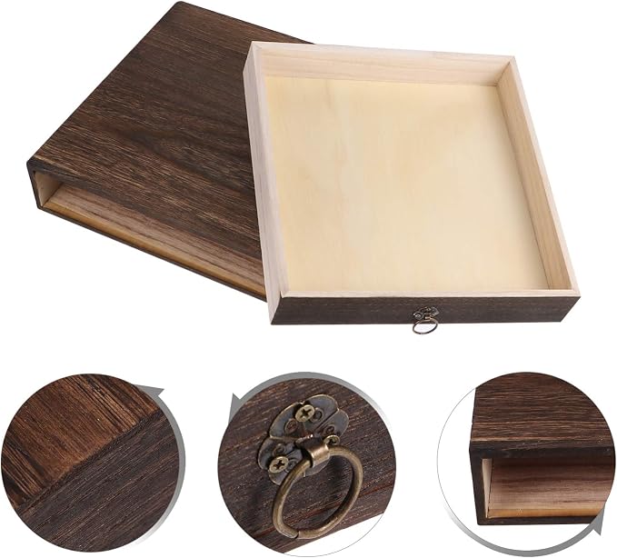 Cabilock Rustic Solid Wood Single Desktop Drawer – Vintage Apothecary Style Monitor Stand & Desk Organizer, Distressed Wood Storage Box for Office Supplies, Jewelry & Crafts (Coffee)