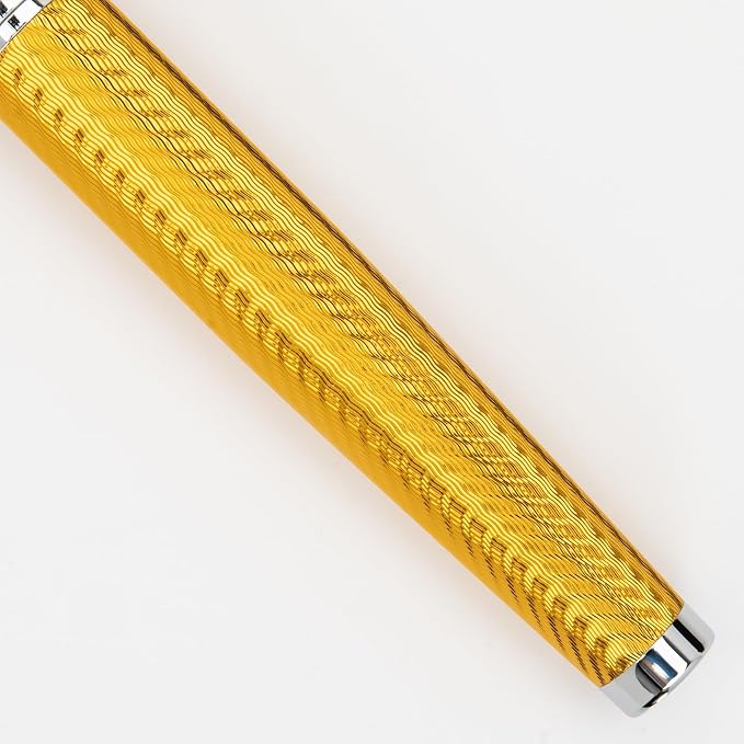 Conklin Herringbone Signature Pen Set – Yellow Rollerball + Ballpoint with Standard Refills – Luxury Writing Gift Set for Professionals, Collectors, and Everyday Use