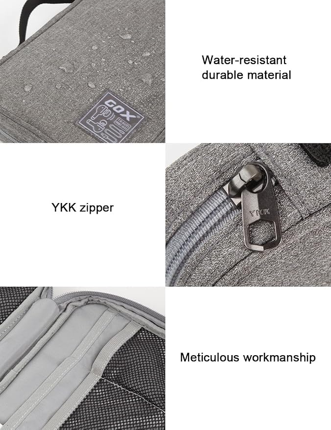 GOX Cable Organizer Pouch – Case for Chargers and Cords, Cord Organizer Travel Black, Small Cable Organizer Bag for Earbuds & Tech Accessories(Grey-Large)