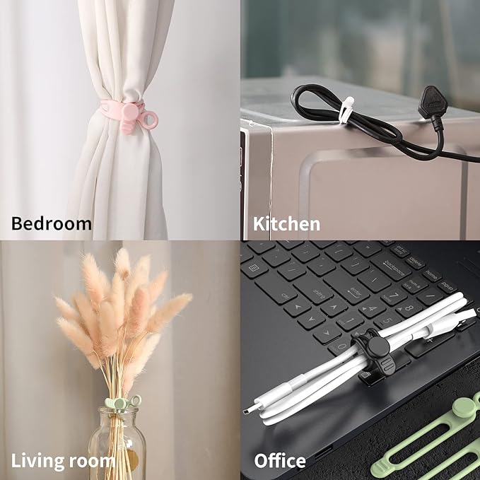 UMUST Silicone Cable Straps,10PCS 7.1"Cord Ties, Reusable Cable Ties，Travel Cord Organizer，Wire Organizer Ties for Kitchen,Home,School,Bundle Storage for Cables Etc（5 Colors） | Reusable Cord Ties, Cable Strap Tie for Bundling Electronics Wire,Home Offi...
