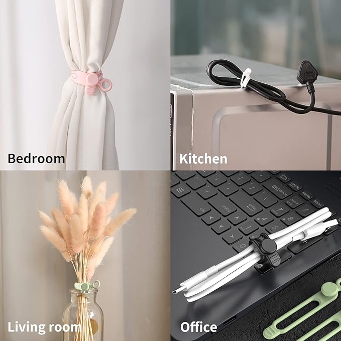 [20Park]UMUST Silicone Cable Ties, Reusable Cable Management Organizer,Cable Straps,Cord Ties,Multipurpose Elastic Cord Organizer for Bundling and Fastening Cable Cords Wires(white) | Reusable Cord Ties, Cable Strap Tie for Bundling Electronics Wire,Ho...