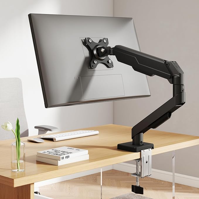 5Rcom Single Monitor Arm for 13 to 35 Inch Screens, Fully Adjustable Heavy Duty Monitor Mount Holds up to 22 lbs, Fast Install Computer Monitor Stand withCable Management Design, Black