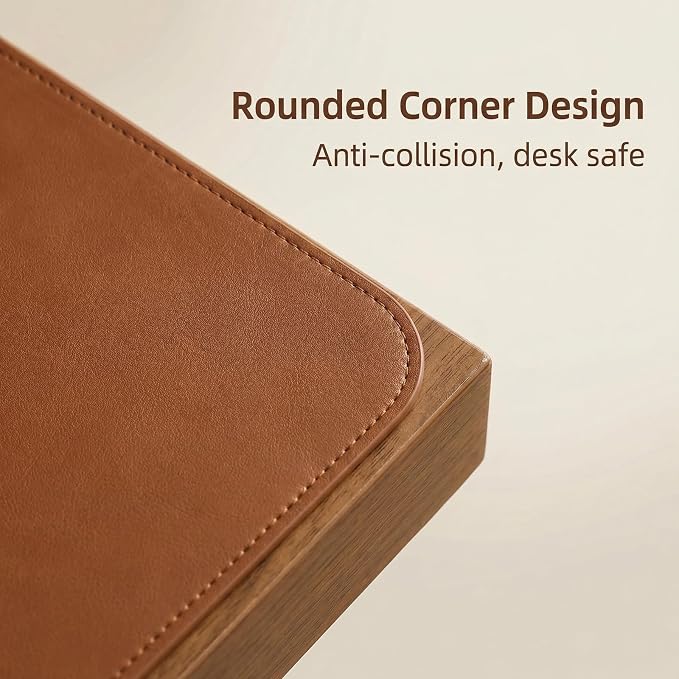 Leather Desk Mat - Brown 24 X 63 inch - Premium Mouse Mat - PU Vegan Leather Desk Pad Protector - Desk Blotter Matt Keyboard - Large Desk Matt for Desktop Computer
