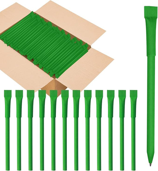 100pcs Kraft Paper Barrel Writing Pen Eco-Friendly Pens Cardboard Pens Green