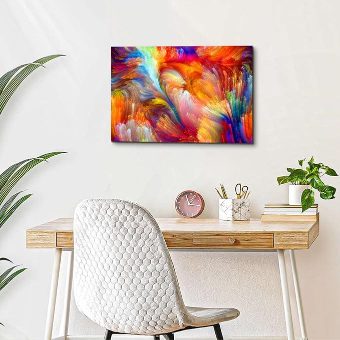 Bright Colorful Abstract Wall Art Graffiti Picture Wall Decor for Living Room Bedroom Watercolor Multicolor Canvas Prints Painting Aesthetic Poster Boho Artwork Guest Room Home Decorations 16x24”