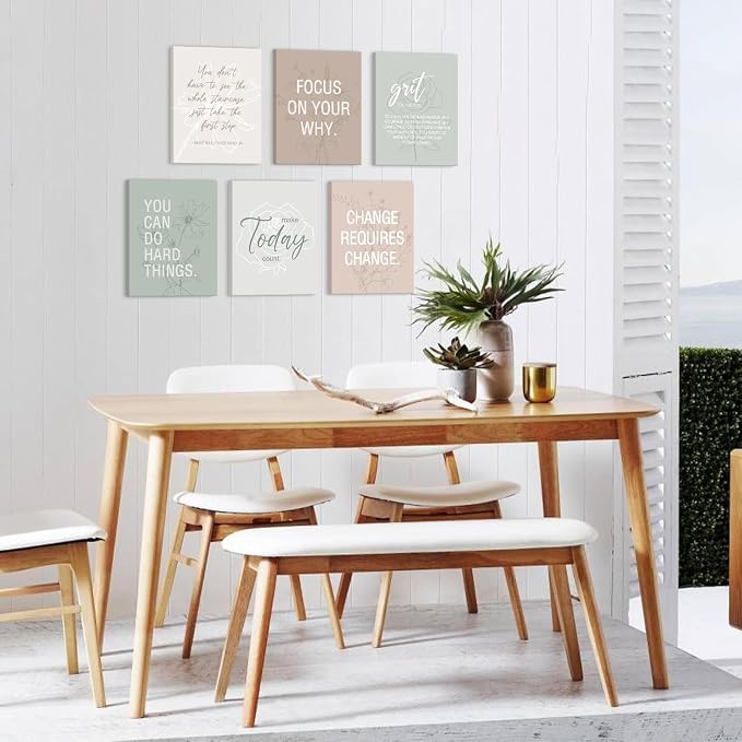 CHDITB Inspirational Framed Canvas Wall Art Set, Motivational Quotes Wall Decor, Botanical Flower Line Art, Positive Affirmation Poster, Minimalist uplifting Prints For Bedroom Office Decor 12”X16”x6