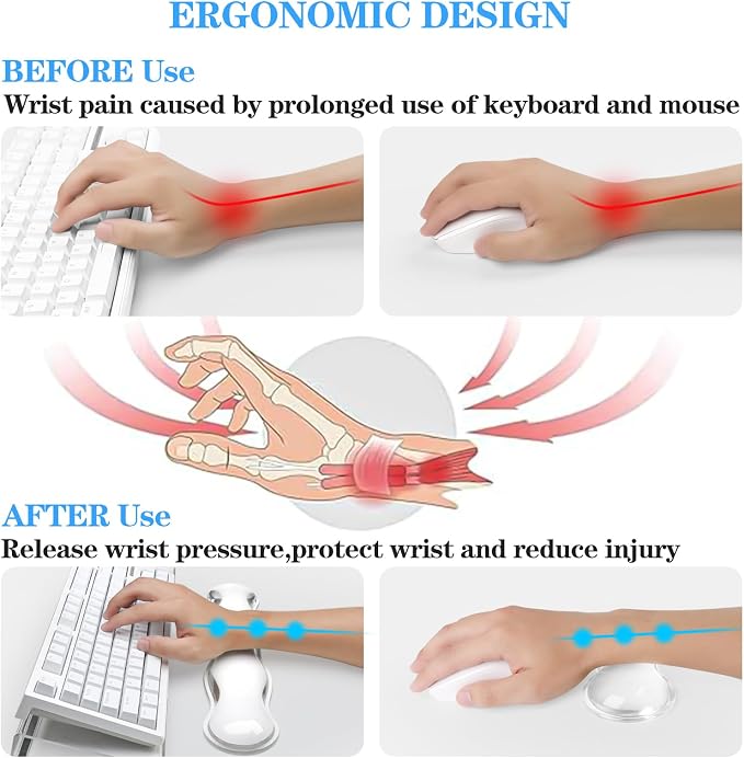 Computer Keyboard Stand with Gel Keyboard Wrist Rest, Tilted Acrylic Keyboard Holder - Ergonomic Wrist Rest Support Keyboard for Typing Pain Relief，Suitable for Office/Computer/Laptop/Gaming