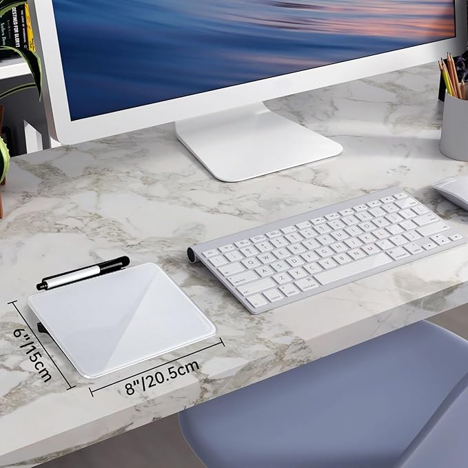 Small Desktop Whiteboard 8x6 inch - Glass Dry Erase Board with Stand, Reusable Desk Memo Notice Notepad with Marker for Home Office Adult School Teacher Student Easy Notes Taking