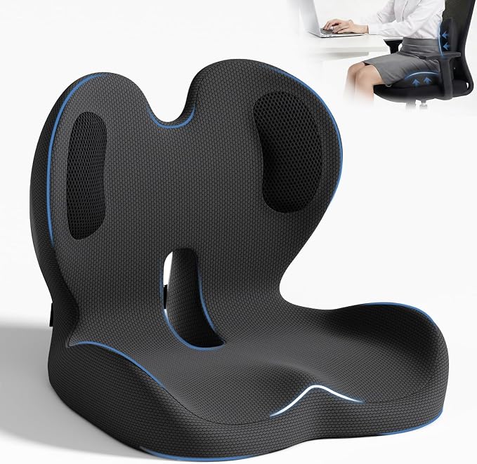 Seat Cushion,Memory Foam Chair Cushion for Office and Car,Ergonomic Coccyx Seat Cushion for Tailbone,Sciatic Nerve,Lower Back Pressure Relief,Lumbar Support Pilow for Office,Car,Truck,Desk Chair