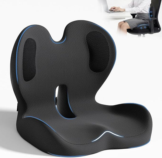 Seat Cushion,Memory Foam Chair Cushion for Office and Car,Ergonomic Coccyx Seat Cushion for Tailbone,Sciatic Nerve,Lower Back Pressure Relief,Lumbar Support Pilow for Office,Car,Truck,Desk Chair