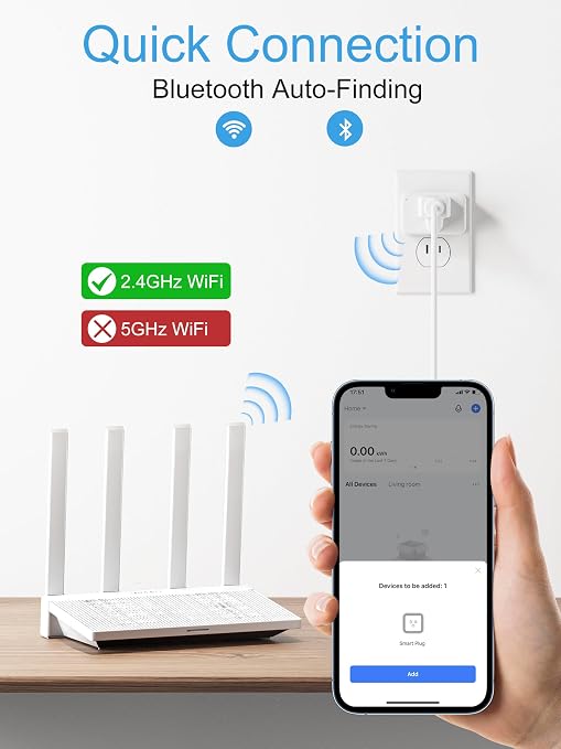 EIGHTREE Smart Plug 15A, WiFi Outlet that Compatible with Alexa & Google Home & SmartThings, No Hub Required, Smart Outlet with Remote Control, Timer & Schedule, 2.4GHz WiFi Only, 1 Pack