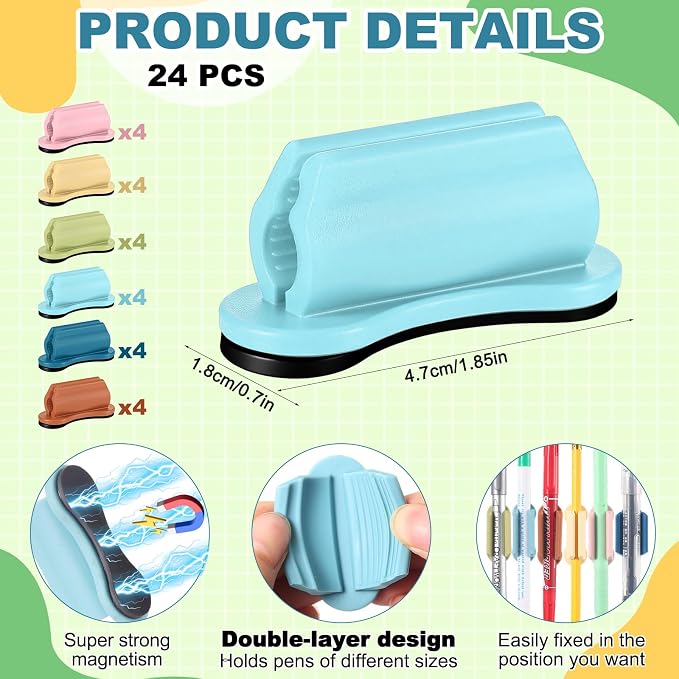 Sherr 24 Pack Silicone Magnetic Pen Holder for Refrigerator Magnetic Pencil Holders for Whiteboard Flexible Mark Holders Bookmark Locker Organizer Classroom Office Accessories(Neutral)