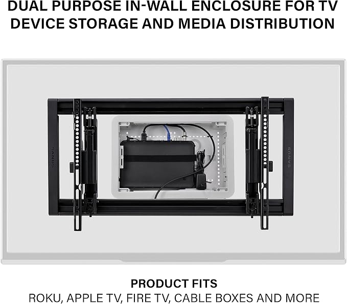 Legrand - OnQ Cable Management, In-Wall Media Box, Dual Purpose Structured Wiring Enclosure, TV Home Theater Recessed Storage Box, 9 Inch, white ENP0900-NA