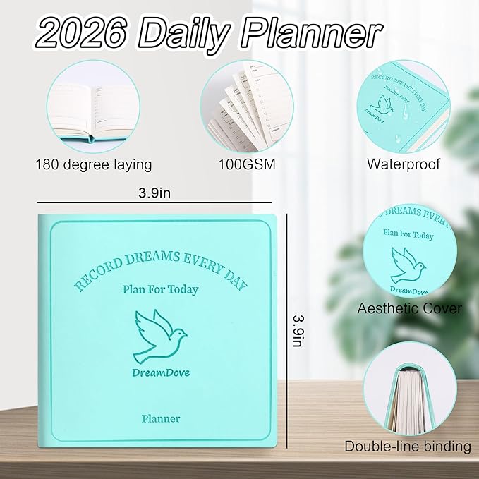 2026 Undated Daily Planner With Hourly Schedule Notebook ，3pcs Handheld Pocket for Small Purse Planner Size3.9" X 3.9" Daily To Do Planner Softcover Leather Small Daily Hourly Organize Tasks And Appointments Office Supplies Book For Men Women (Pink+Pur...