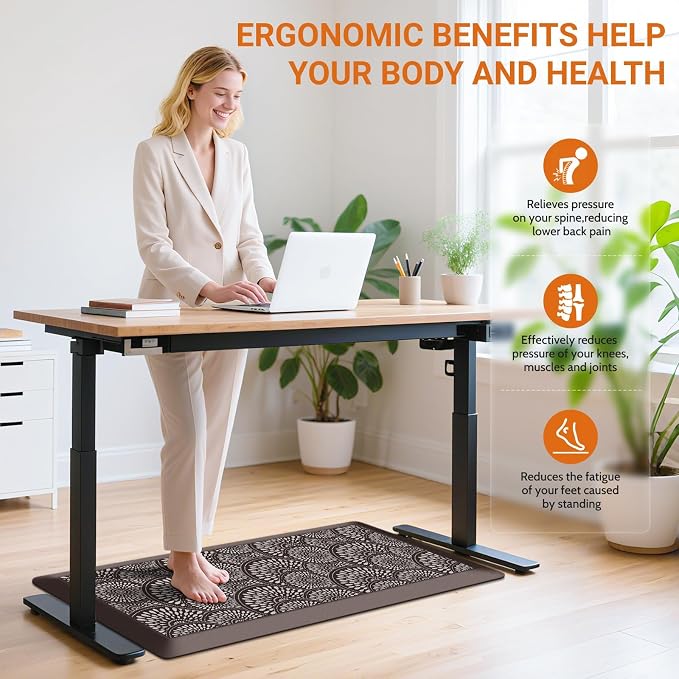 Mattitude 4/5 Inch Kitchen Mat, 20x39in Heavy Duty Ergonomic Comfort Foam Standing Desk Mat, Waterproof Non-Slip Standing Mats and Rugs for Kitchen, Office, Chocolate