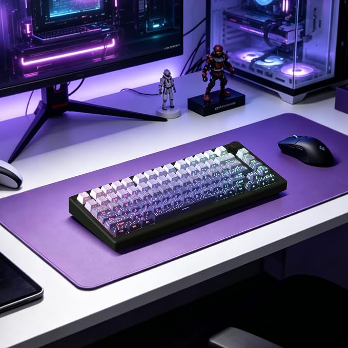 dagaladoo Lavender Purple keycap Sets,Line Backlit,Shine Through Keyboard Key caps,Side Printed,Cherry Profile keycaps for Mechanical Keyboard, Compatible with ANSI/ISO,TKL, Full-Sized Layout
