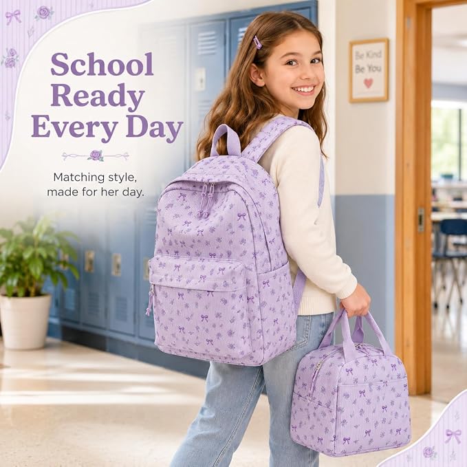 BTOOP School Backpacks for Teen Girls Bookbags Lightweight Kids Backpack School Bags Set with Lunch Box Pencil Case