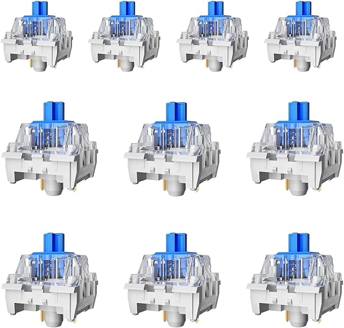 ZhouWang 20 PCS Blue Switch 3 Pin 50gf Pre-Lubricated,Dustproof Clicky Switch,Suitable for clickers for 3D Prints、MX Mechanical Keyboard