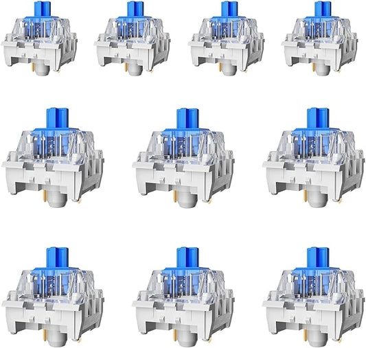ZhouWang 20 PCS Blue Switch 3 Pin 50gf Pre-Lubricated,Dustproof Clicky Switch,Suitable for clickers for 3D Prints、MX Mechanical Keyboard