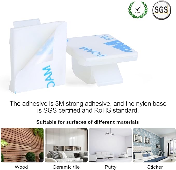 120PCS XHF Adhesive Cable Wire Clips White, Cable Staples Outdoor Cable Management Wire Organizer Cord Holder for Under Desk, Car, Wall, TV PC Ethernet Cable