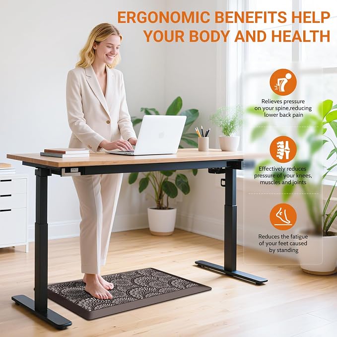 Mattitude 4/5 Inch Kitchen Mat, 17.3x28in Heavy Duty Ergonomic Comfort Foam Standing Desk Mat, Waterproof Non-Slip Standing Mats and Rugs for Kitchen, Office, Chocolate