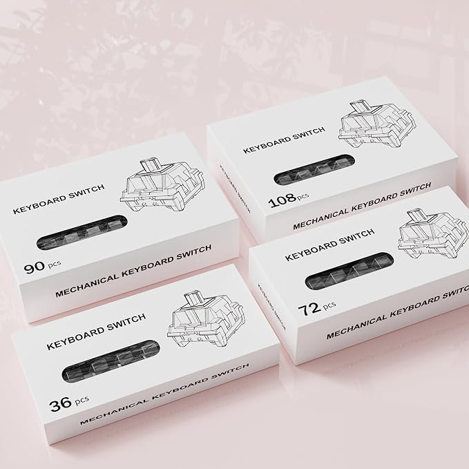 ZhouWang Burgundy Linear Switch, 3-Pin, 50gf, Pre-Lubricated, Dustproof Linear Switch, Suitable for RGB and Mechanical Gaming Keyboards, MX Mechanical Keyboards (108PCS)