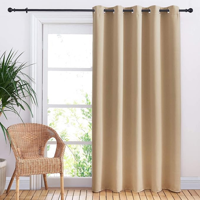 NICETOWN Sliding Door Blinds Window Treatment, Blackout Patio Door Curtain Panels, Privacy Thermal Drape for Department (Biscotti Beige, W70 x L84)