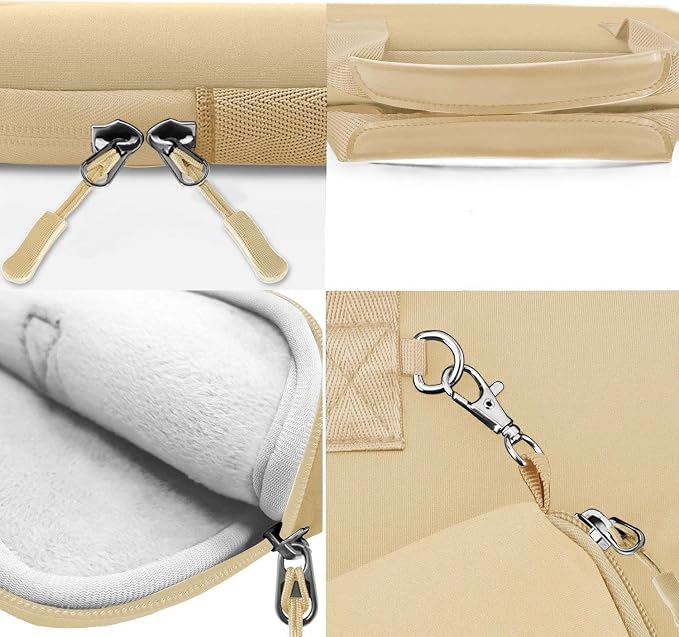 Hseok Laptop Sleeve 13.3-14 inch Case with Small Pouch, Neoprene Computer Bag Compatible with MacBook Neo/Pro 14 M5/M4/M3/M2/M1, Mac Air/Pro 13.3, XPS 14 and Most 13-14 inch Notebooks,Champagne