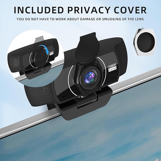 PEATOP Full HD Webcam for PC 1080P with Microphone,Computer Webcam 110° Field of View Streaming Camera with Cover Tripod Auto Light Correction Webcams for Zoom,Video Call, Skype,Teams