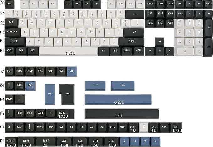 Fogruaden 160 Keycap Set, Double Shot Keycaps, CSA Profile Custom Keycaps for Mechanical Keyboard Keycap(Arctic)