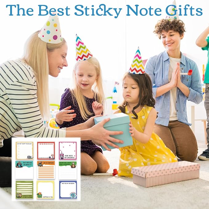 Funny Sticky Notes Gifts - 9 Pack Colorful Funny Notepads for Work 3x3 Inch, Fun Self-Adhesive Memo Pads Work Gag Gifts for Coworkers Students, Sarcastic School Office Supplies (450 Sheets)