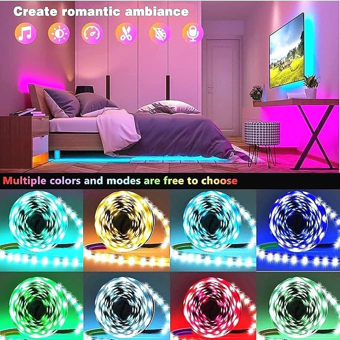 Tenmiro 50ft Led Strip Lights, Smart Led Lights Strip Music Sync Color Changing Lights App Control and 23keys Remote, Led Lights for Bedroom Party Home Decoration