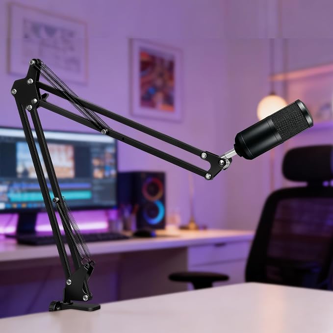 AODSK Microphone Arm Stand Ideal for recording studios, live streaming, and stage use Reinforced base Includes 3/8“ to 5/8” adapter Compatible with most microphones