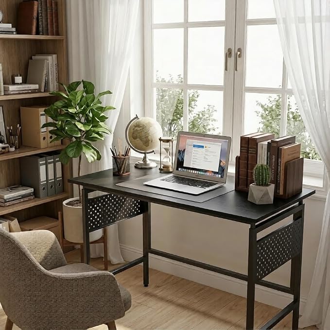 Hadulcet 31'' Folding Desk, Black Portable Desk with Pegboard Storage, Small Folding Computer Table for Bedroom, Portable Computer Desk for Study, Space-Saving for RV & Home Office