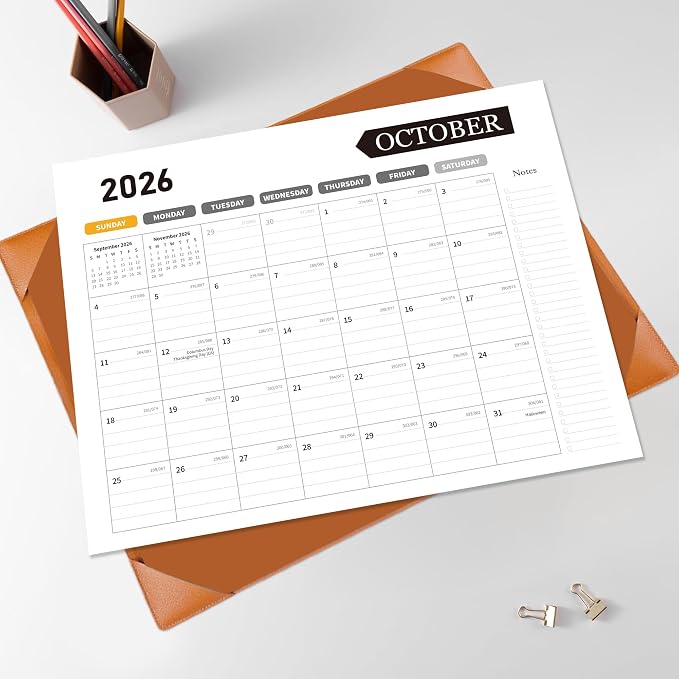 Large Desk Calendar 2026-2027, 22x17 Inch PU Leather Desk Pad Calendar, 18 Months (Jul 2026 - Dec 2027), Big Desktop Blotter for Office, Home & Classroom (Brown)
