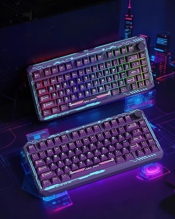 PBT Keycaps Set, ERA75 135 Key Caps,Dye-Sublimation, Cherry Profile Custom Keycap for 61/64/68/84/87/100/104/108 Mechanical Keyboard, Compatiability for 60 65 75 100 Percent Keyboads, Purple