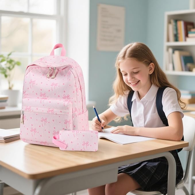 Bluboon School Backpack Set Girls Womens Laptop Bookbag Casual Daypack Fits 15 inch Laptop with Lunch Tote Bag and Pencil Bag