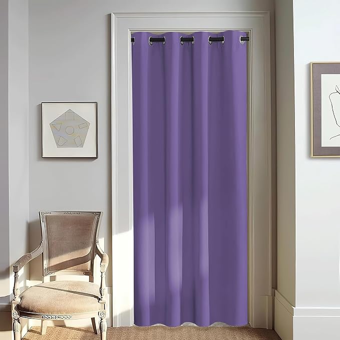 NICETOWN Door Curtain for Closet Doors 80 Inches Long 1 Panel, Blackout Doorway Curtain for Open Closet Bedroom, Room Divider Living Room for Privacy (Lilac Purple, 1 Panel, 46W x 80L)