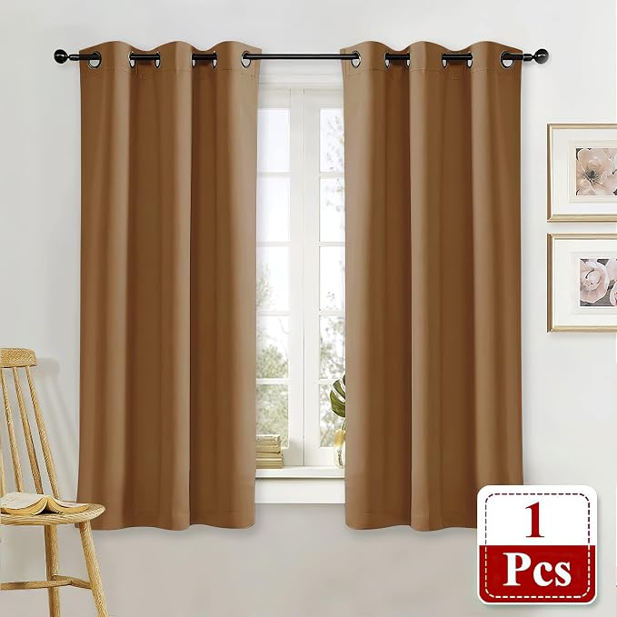 NICETOWN Blackout Curtain Blind for Bedroom Thermal Insulated Grommet Blackout Room Darkening Drape/Drapery (Single Panel, W42 x L63 inches, Gold Brown)