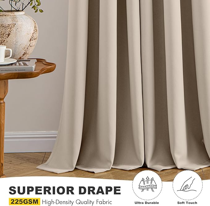 MIULEE Blackout Curtains for Bedroom Living Room 2 Panels, Thermal Insulated Room Darkening Drapes Grommet Noise Reducing Light Blocking Window Treatments 54 Inches Long 40x54 Inch Taupe