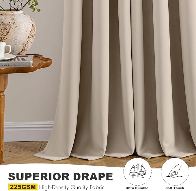 MIULEE Blackout Curtains for Bedroom Living Room 2 Panels, Thermal Insulated Room Darkening Drapes Grommet Noise Reducing Light Blocking Window Treatments 45 Inches Long 40x45 Inch Taupe
