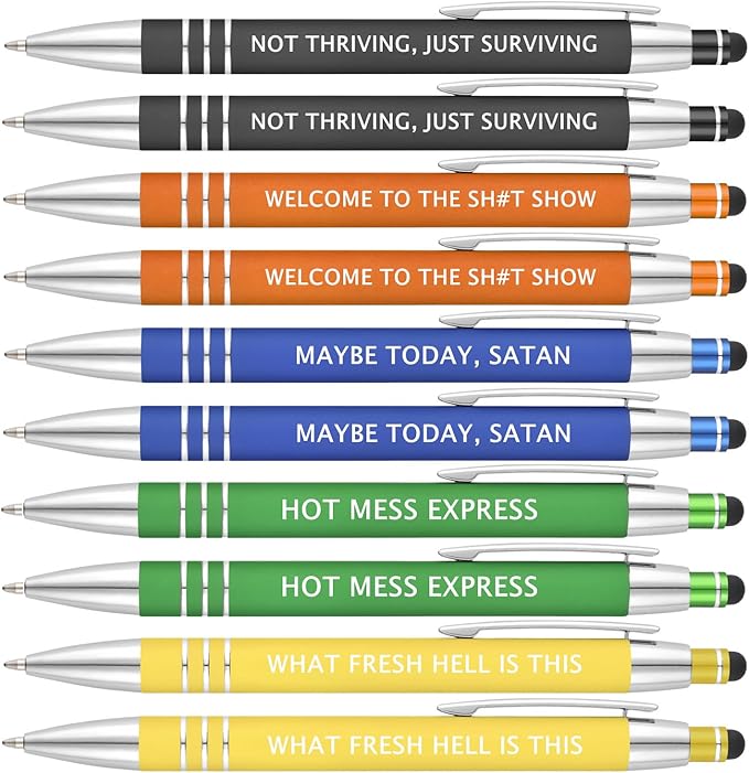 Funny Ballpoint Pens - Vibrant Color with Fun Novelty Pens for Adults Coworkers, Black Ink (Welcome to the Sh#t Show Pens)
